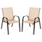 2 Pieces Patio Outdoor Dining Chairs with Powder Coated Steel Frame